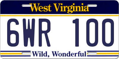 WV license plate 6WR100