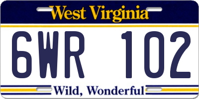 WV license plate 6WR102