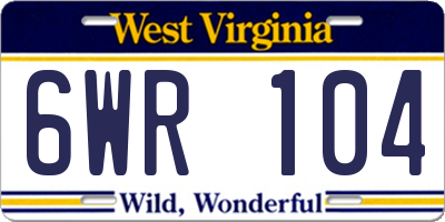 WV license plate 6WR104