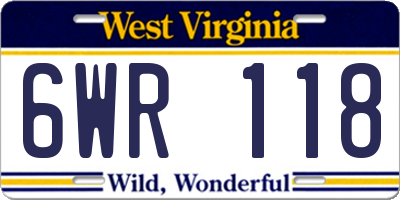 WV license plate 6WR118