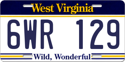 WV license plate 6WR129