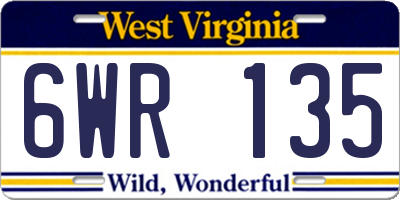 WV license plate 6WR135