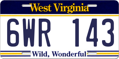 WV license plate 6WR143