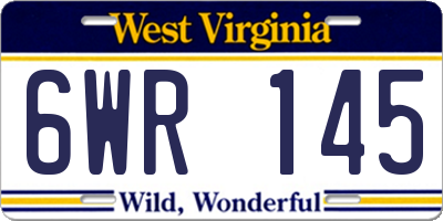 WV license plate 6WR145