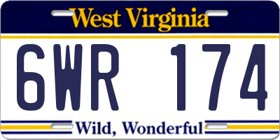 WV license plate 6WR174