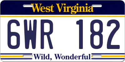 WV license plate 6WR182