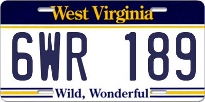 WV license plate 6WR189