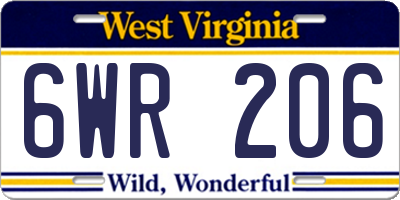 WV license plate 6WR206