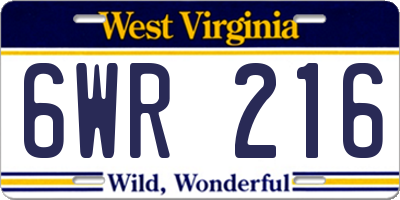 WV license plate 6WR216
