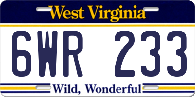 WV license plate 6WR233