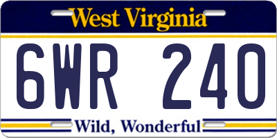 WV license plate 6WR240