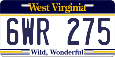WV license plate 6WR275