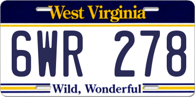 WV license plate 6WR278