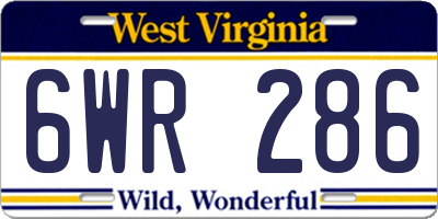 WV license plate 6WR286