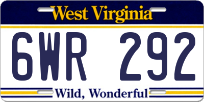 WV license plate 6WR292