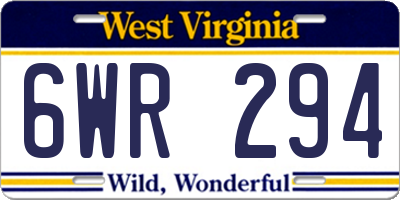WV license plate 6WR294