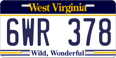 WV license plate 6WR378