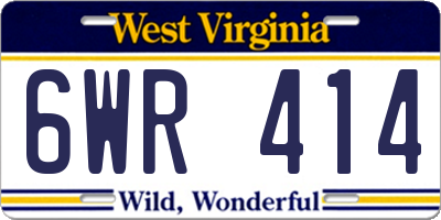 WV license plate 6WR414