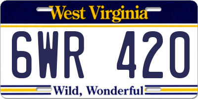 WV license plate 6WR420