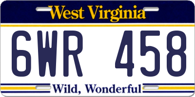 WV license plate 6WR458