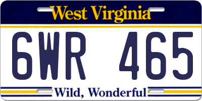 WV license plate 6WR465
