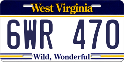 WV license plate 6WR470