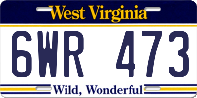 WV license plate 6WR473