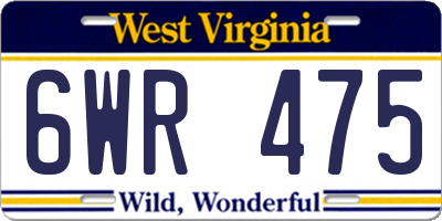 WV license plate 6WR475