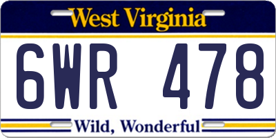 WV license plate 6WR478