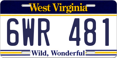 WV license plate 6WR481