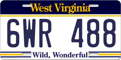 WV license plate 6WR488