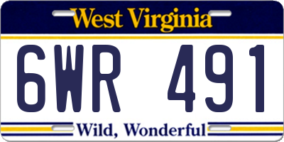 WV license plate 6WR491