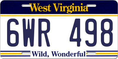 WV license plate 6WR498