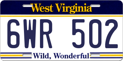 WV license plate 6WR502