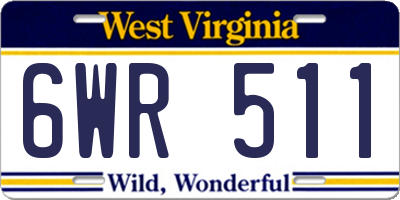 WV license plate 6WR511