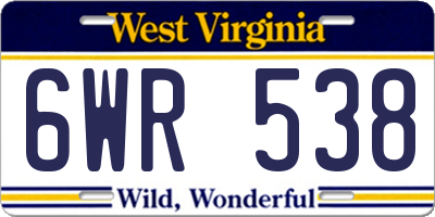 WV license plate 6WR538