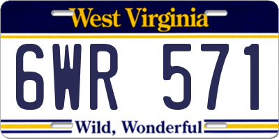 WV license plate 6WR571