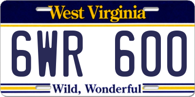 WV license plate 6WR600