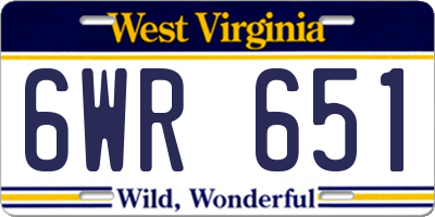 WV license plate 6WR651