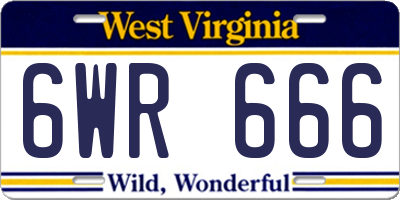 WV license plate 6WR666