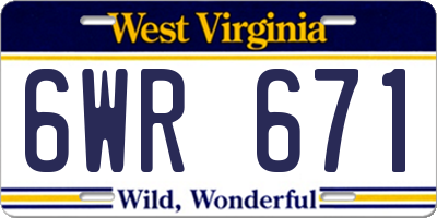 WV license plate 6WR671