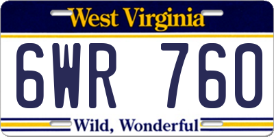 WV license plate 6WR760