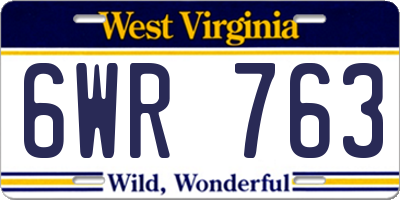 WV license plate 6WR763