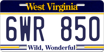WV license plate 6WR850