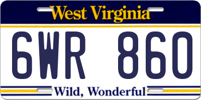 WV license plate 6WR860