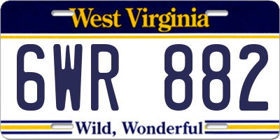 WV license plate 6WR882