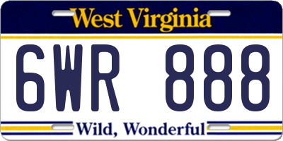 WV license plate 6WR888