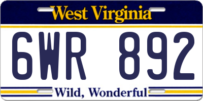 WV license plate 6WR892