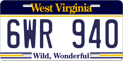 WV license plate 6WR940