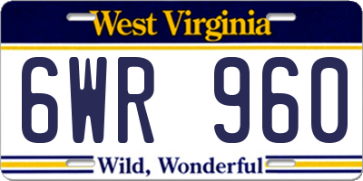 WV license plate 6WR960